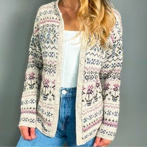Northern Reflections Cream and Pink Patterned Cardigan
